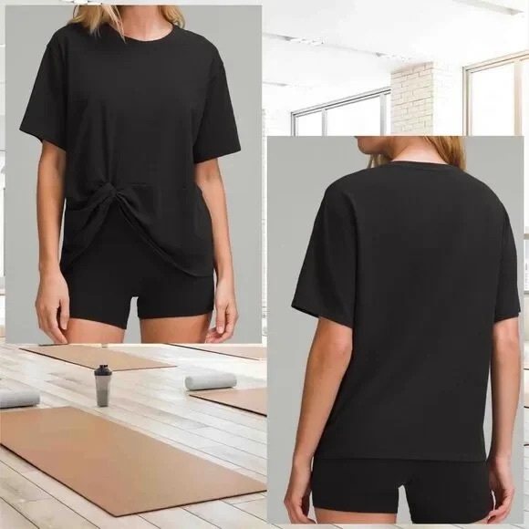 Lululemon black Twist-Front Oversized T-Shirt size XXS - Picture 2 of 12